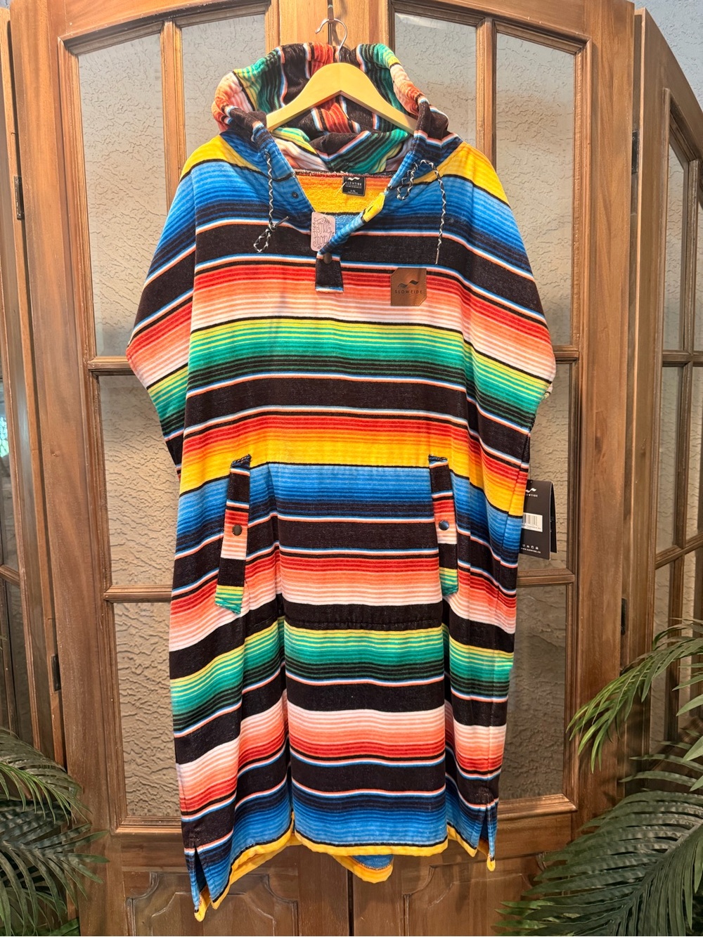 Free People NWT - Striped Baja Hoodie Poncho in Bright Multicolor
